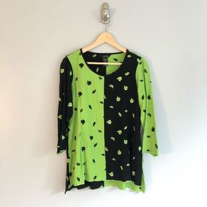 NWT Black and Bright Green Blouse